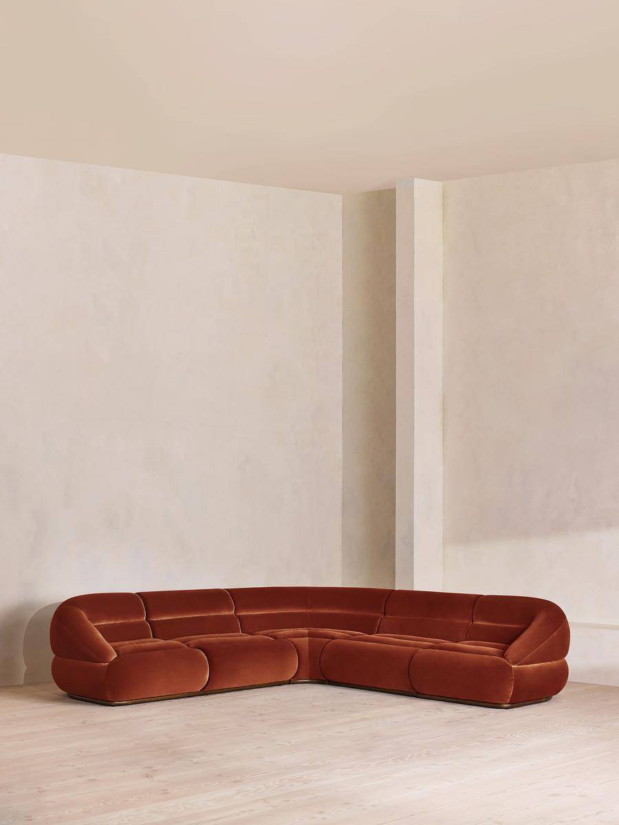 Soho Home Edison Modular Corner Sofa Velvet Rust Sofa