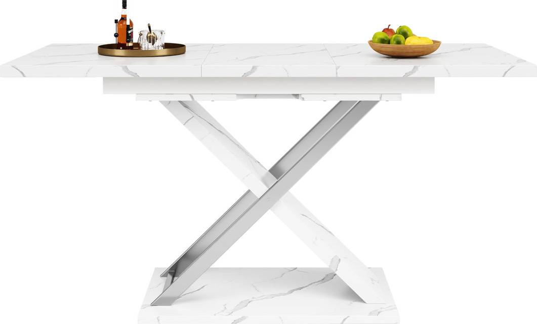 Brayden Studio Extendable Metal Base Dining Table White Dining Table