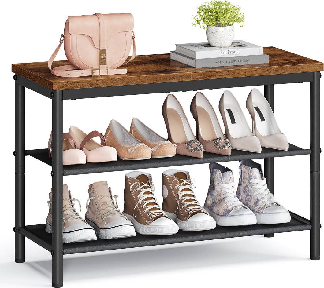 Borough Wharf 8 Pair Shoe Rack Rustic Brown Shoe Rack