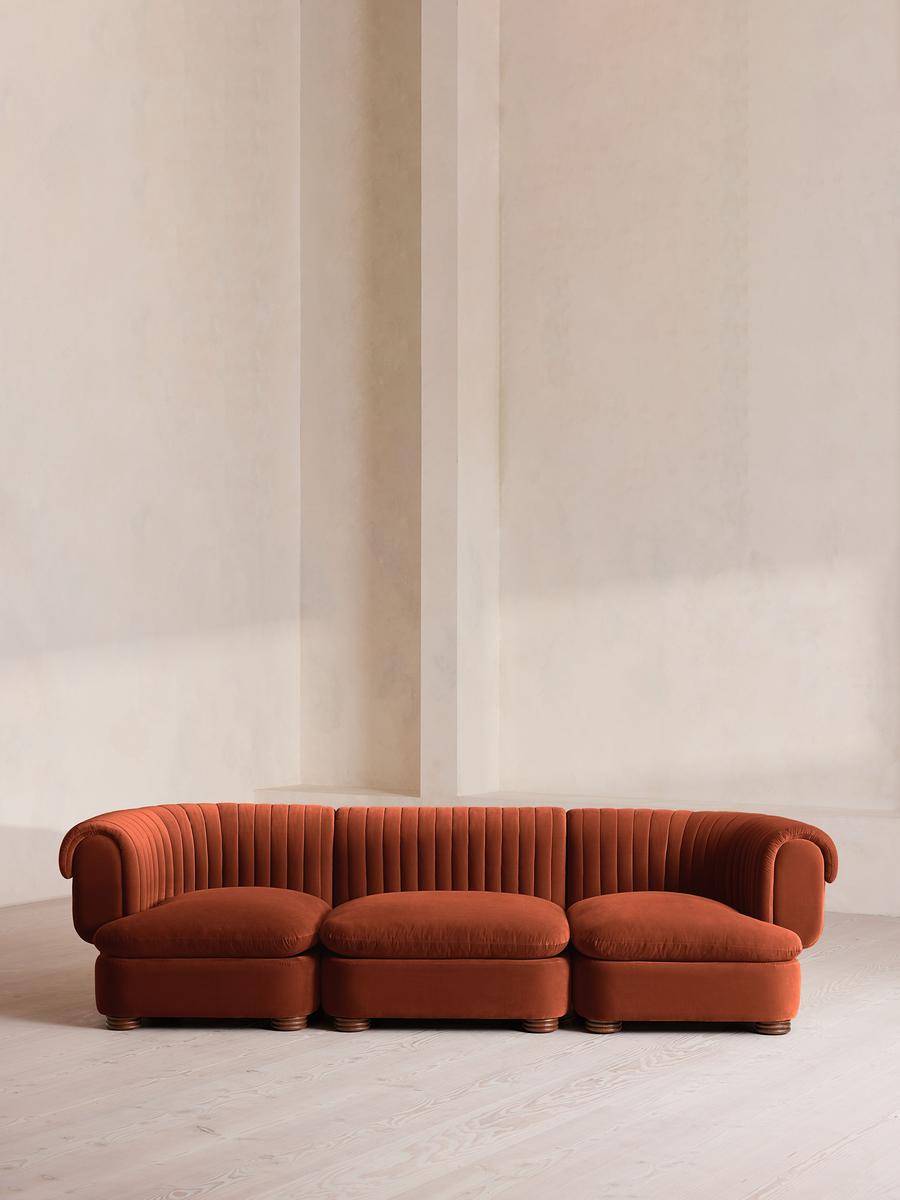 Soho Home Rava Modular Sofa Velvet Rust Sofa 4 Seater