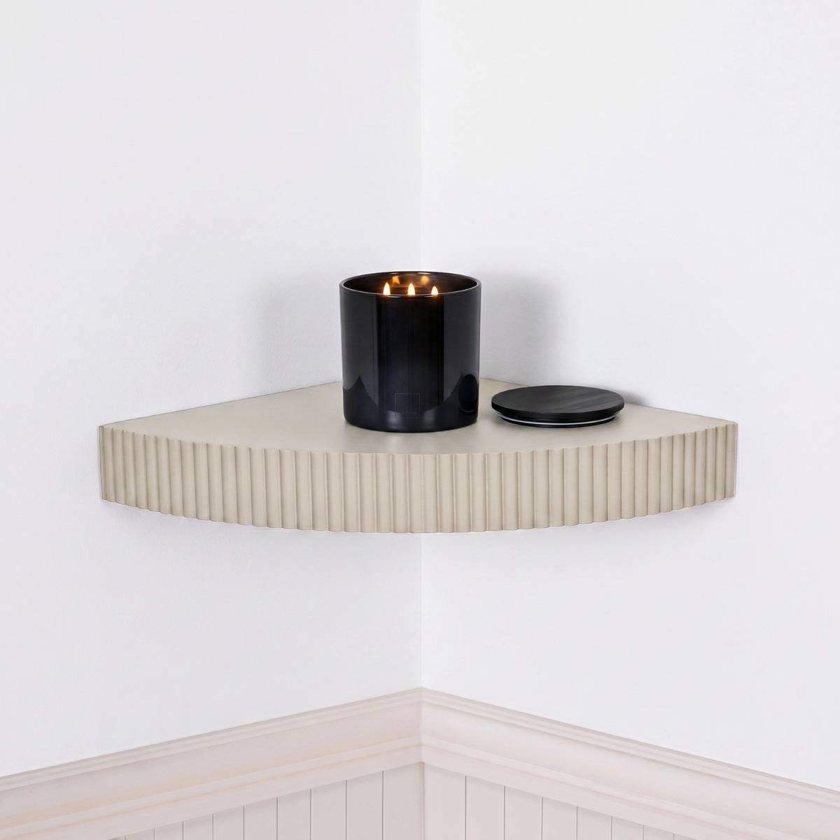 OHS Ribbed Corner Shelf Natural Wall Shelf