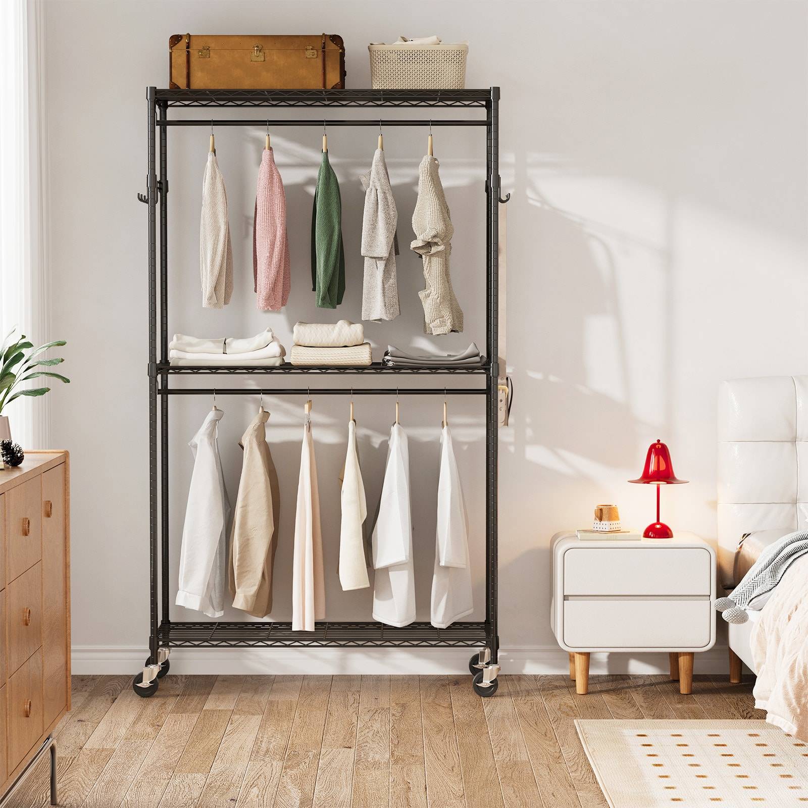 Clothing rack Garvee Sturdy Steel Rolling Garment Rack 3 Tier Clothes Rack