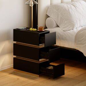 Homary Smart LED 3 Drawer Nightstand Bedside Table