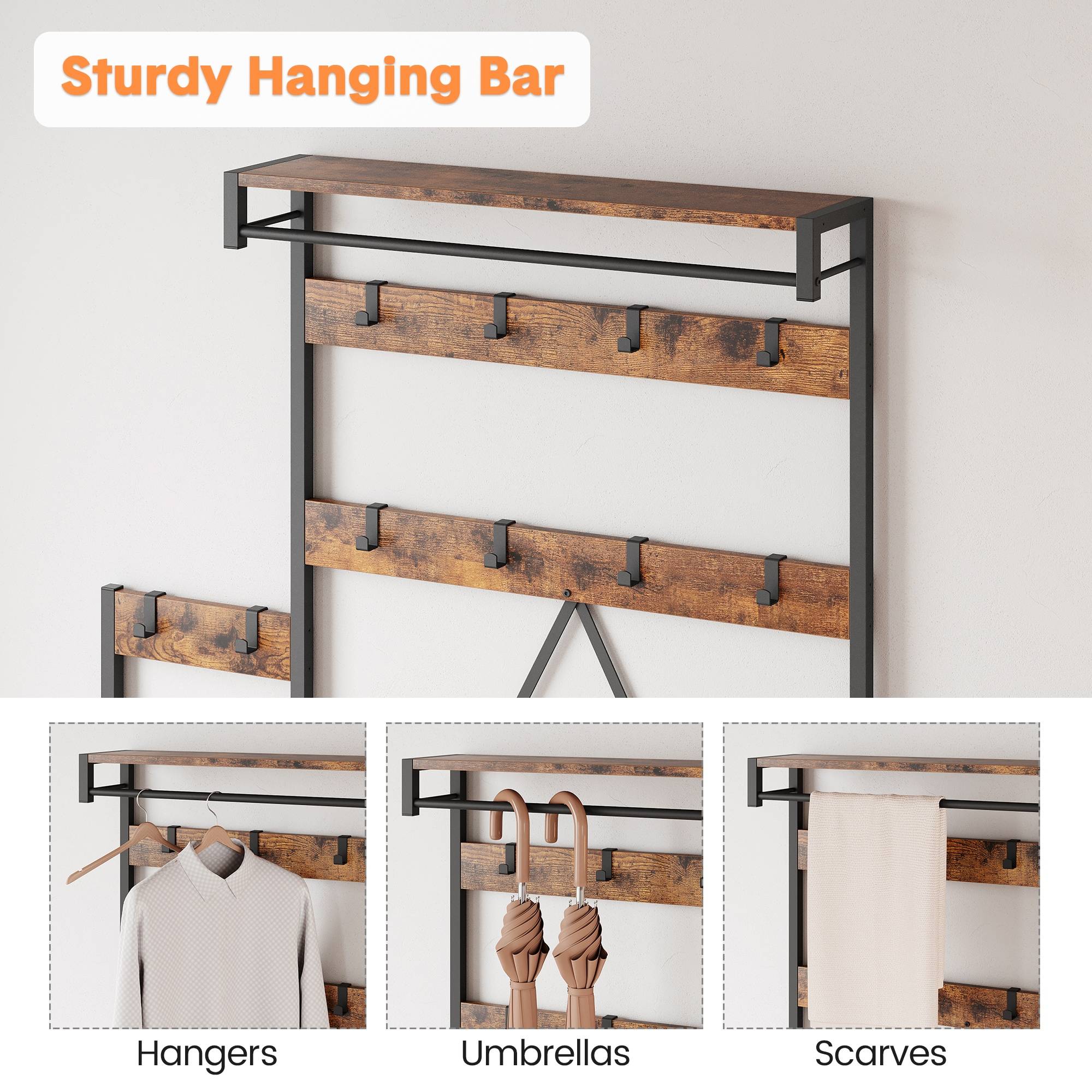 Coat rack shoe bench Dexso Hall Tree Coat Rack with Bench Shoe Storage Shoe Rack