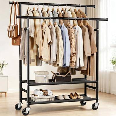 Clothing rack No Double Rods Rolling Clothing Rack Clothes Rack