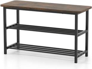 3 tier shoe bench Sugift 3-Tier Shoe Rack Bench with Metal Shelves Shoe Rack