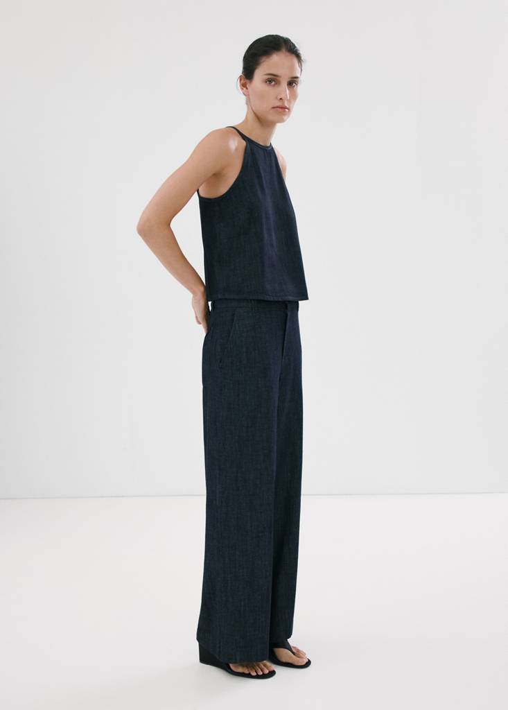 Mango Wide Leg Mid-Rise Jeans - Open Blue