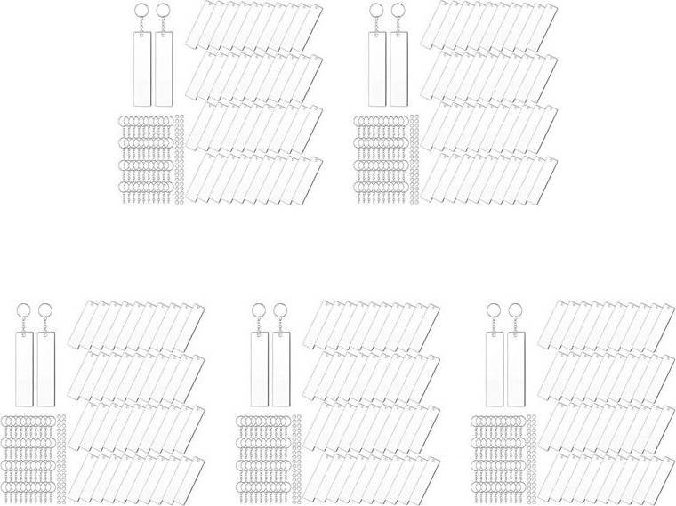 Typecat Rectangle Acrylic Key Chain Blank Transparent
