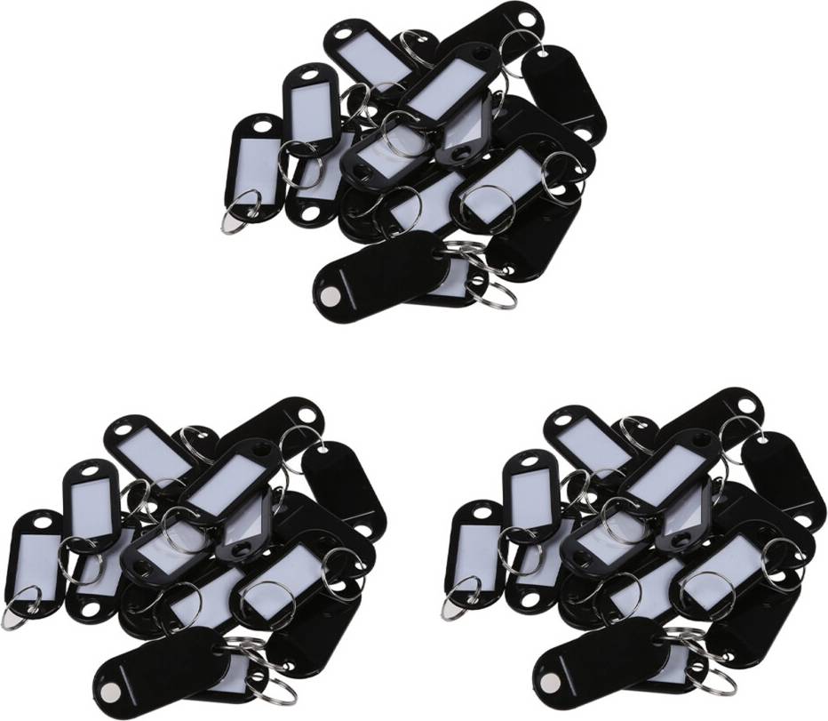 Torribaly Key ID Label Tags Split Ring Keychain - Black