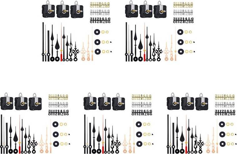 Typecat 15Pcs Long Shaft Quartz Clock Movement Kit