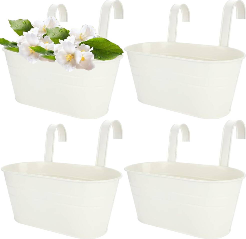 Large planters for garden 4 Pcs Balcony Planters for Railing Over Fence