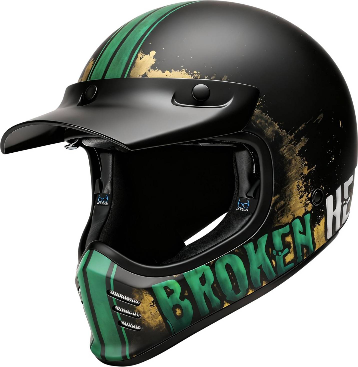 Broken Head Retro Helm Rusty Rider Grün