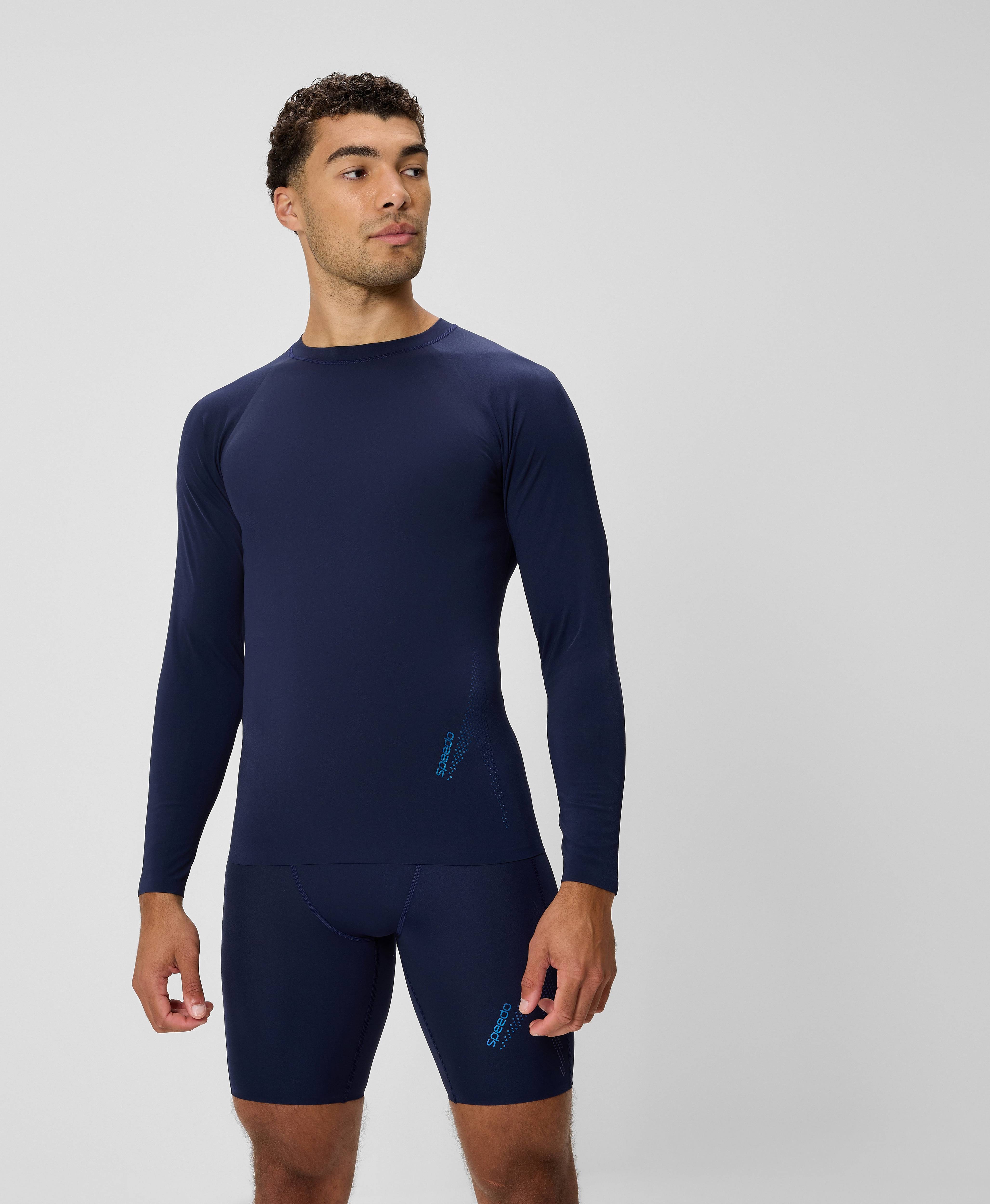 Speedo Boom Solid Long Sleeve Rashguard - Navy