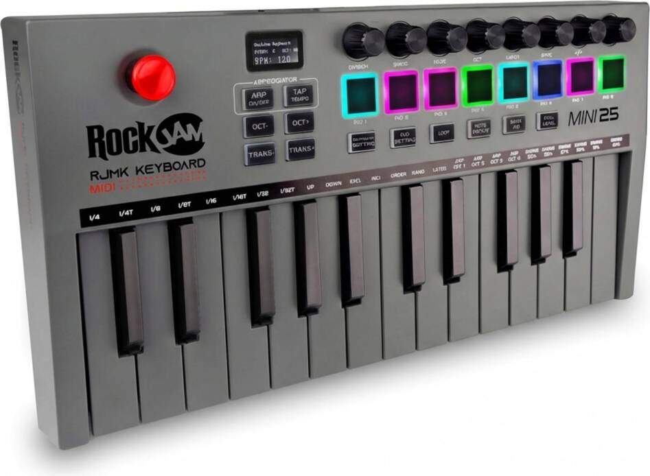 Rockjam 25-Key Rechargeable USB MIDI Keyboard Controller