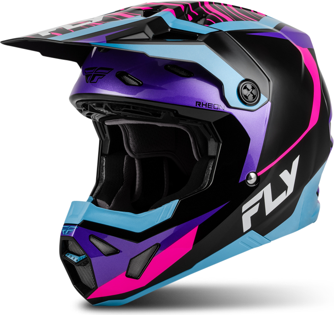 Fly Racing Formula CP Charge Crosshjelm - Svart/Lilla/Rosa/Blå