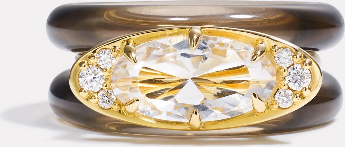 Stack Ellipse Ring Stack - White Topaz