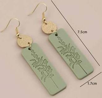Shein Floral Pattern Rectangle Drop Earrings
