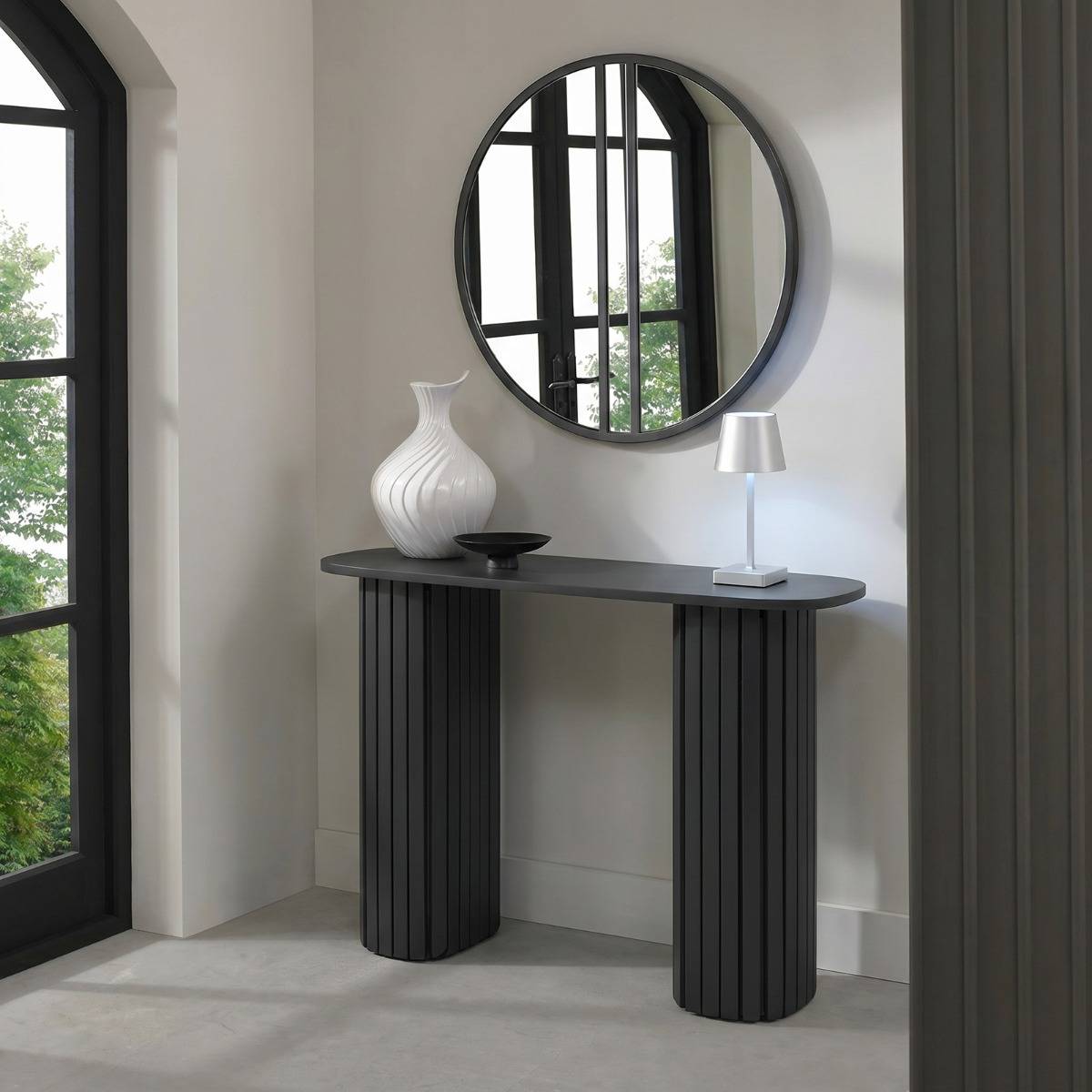 OHS Madison Console Table Ribbed Engineered Display Desk Console Table