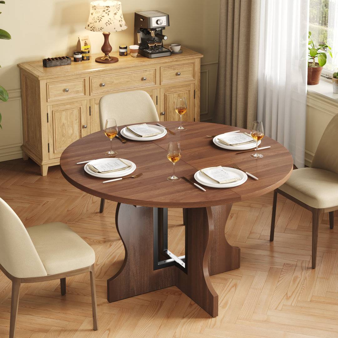 Lily Manor Extendable Round Dining Table Brown Dining Table
