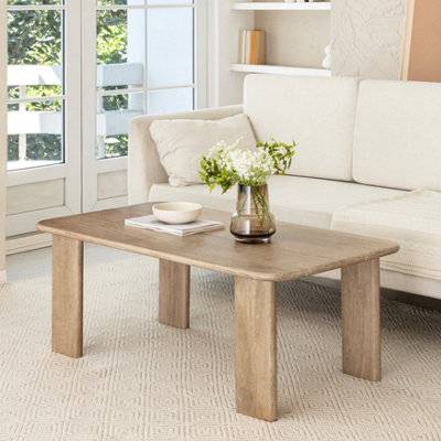 Granite Solid Wood Rectangular Coffee Table