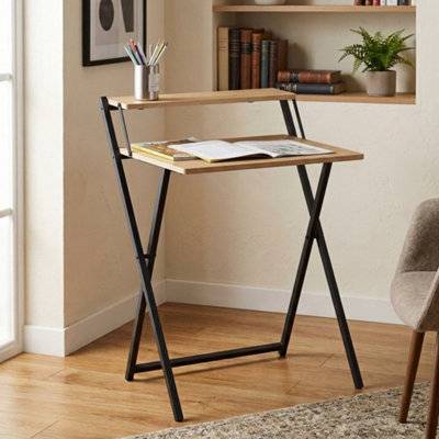 B&Q 80cm Foldable Computer Desk With Monitor Stand Writing Desk