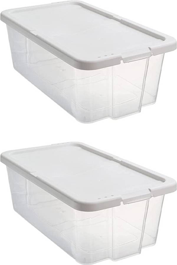 Storage boxes for shelves VILLCASE 2 Pcs Transparent Plastic Shoe Storage Boxes Shoe Rack