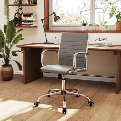 B&Q Adjustable Conference Room Chair With Rocking Backrest Grey Office Chair