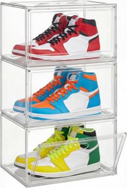 Songmics Transparent Stackable Shoe Boxes With Magnetic Door Shoe Rack