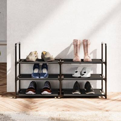 Living and Home 3 Tier Shoe Rack Metal Frame Shoe Rack