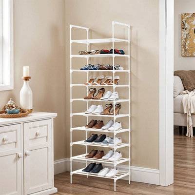 Living and Home 10 Tier White Metal Shoe Rack Shoe Rack
