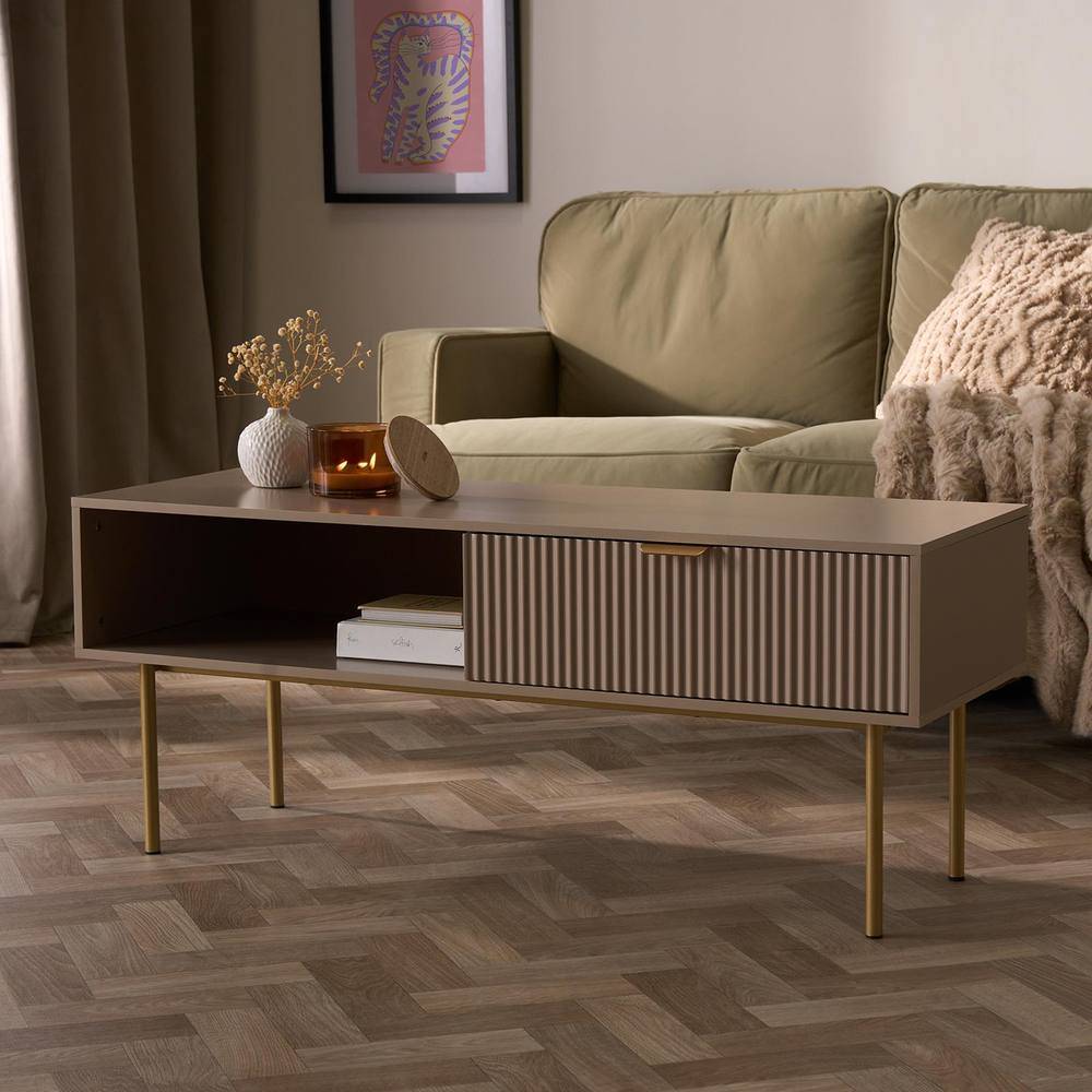 OHS Ribbed Coffee Table With Drawer Coffee Table 40x110cm