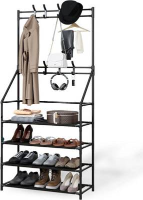 B&Q 4-Tier Shoe Rack Coat Hanger Shoe Rack