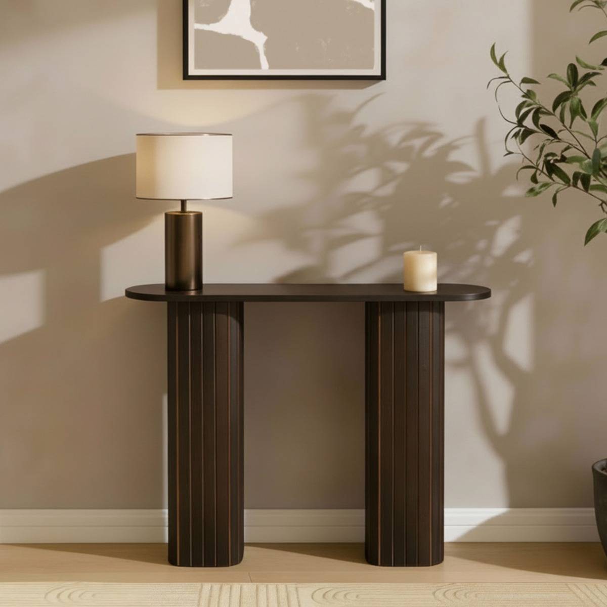 OHS Madison Ribbed Engineered Wood Entryway Display Desk Console Table