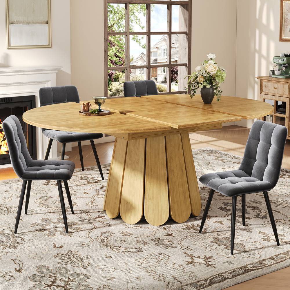 Rolipo Extendable Round Oval Dining Table Dining Table