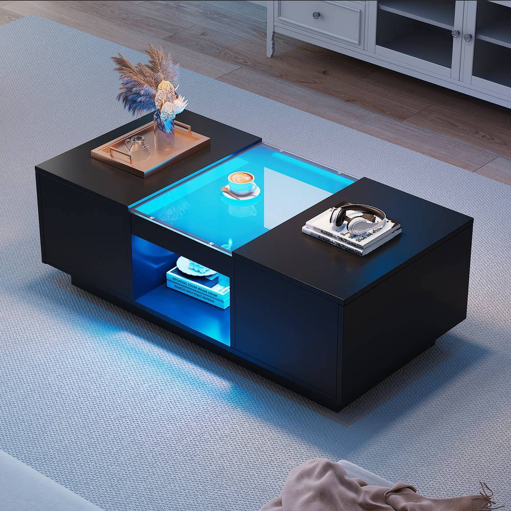 ModernLuxe Modern LED Coffee Table With Storage Coffee Table