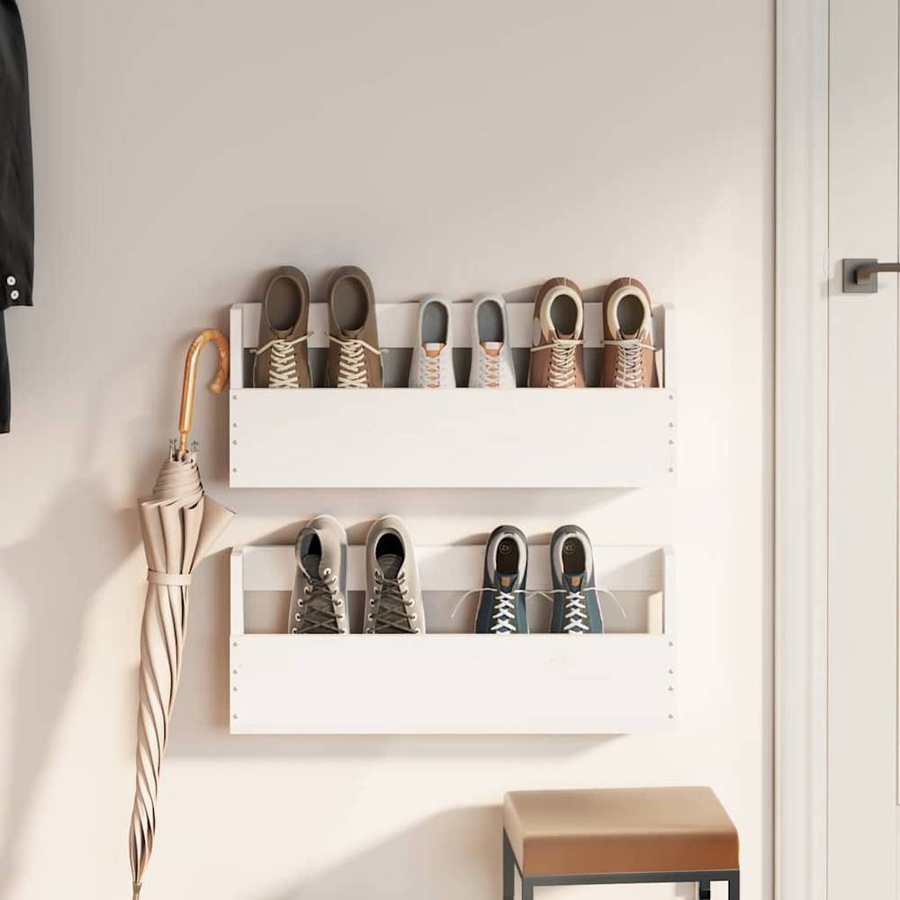 Berkfield Home Wall-mounted Shoe Racks 2 Pcs White Shoe Rack 2pcs