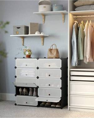 Songmics Interlocking Shoe Rack 10 Slot Shoe Rack
