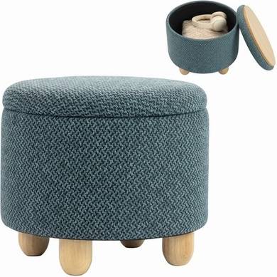 Homcom Round Storage Sitting Bench With Lid Pouffe