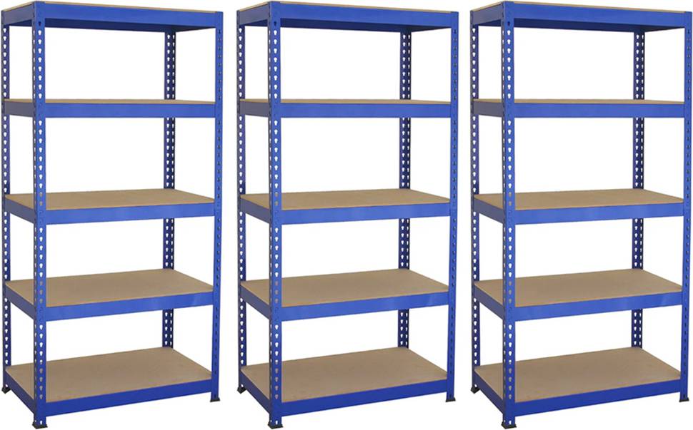 MonsterShop Q-Rax Blue Shelving Unit 3 Pack Shelving System