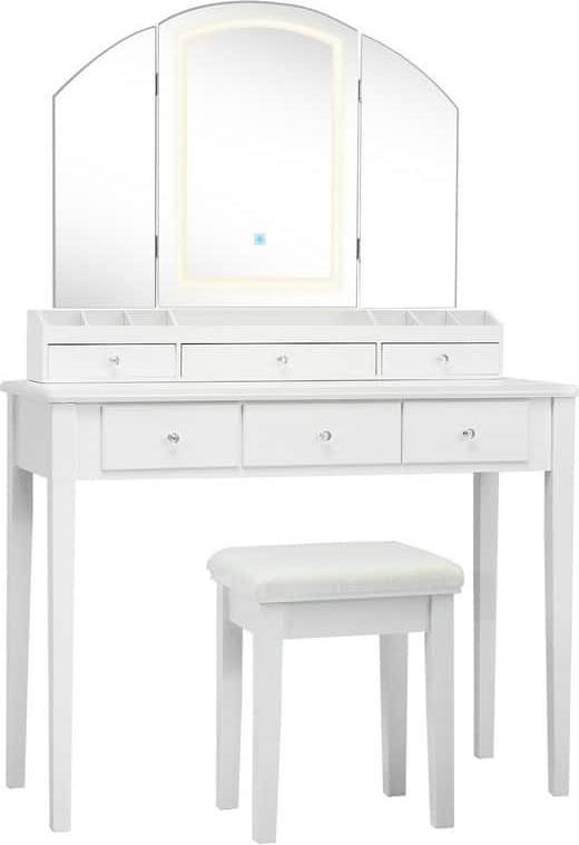 Makeup vanity stool Wellfor Makeup Vanity Table Stool Set White Dressing Table