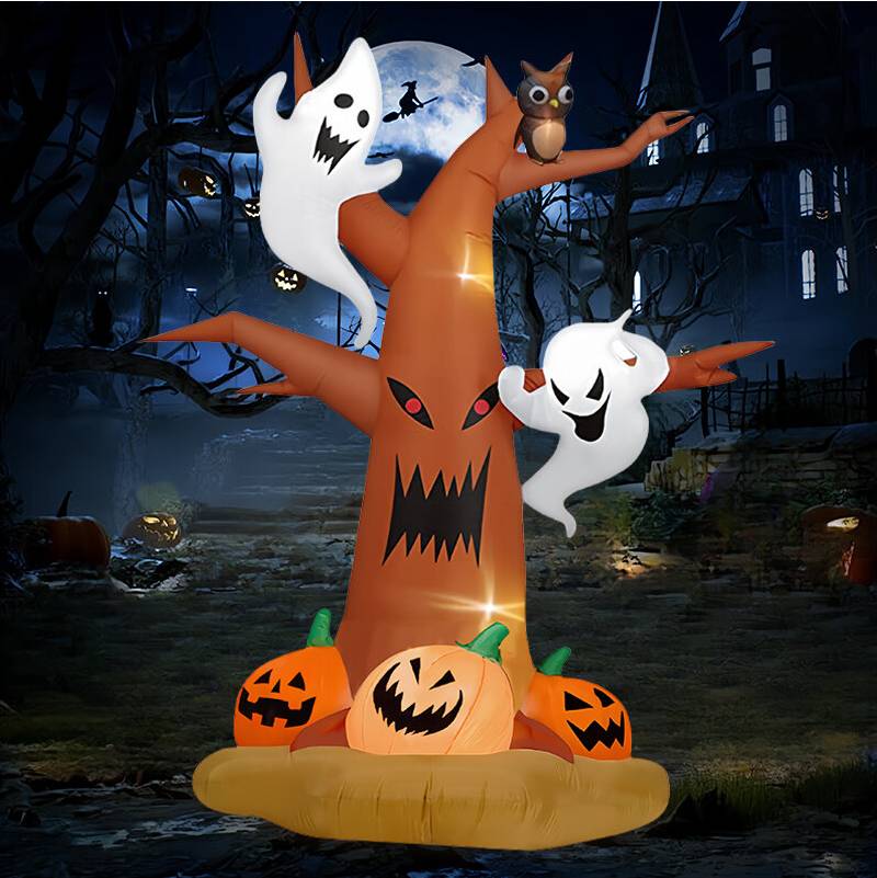 Halloween Inflatable Ghost Pumpkin Tree Model LED Glowing Courtyard