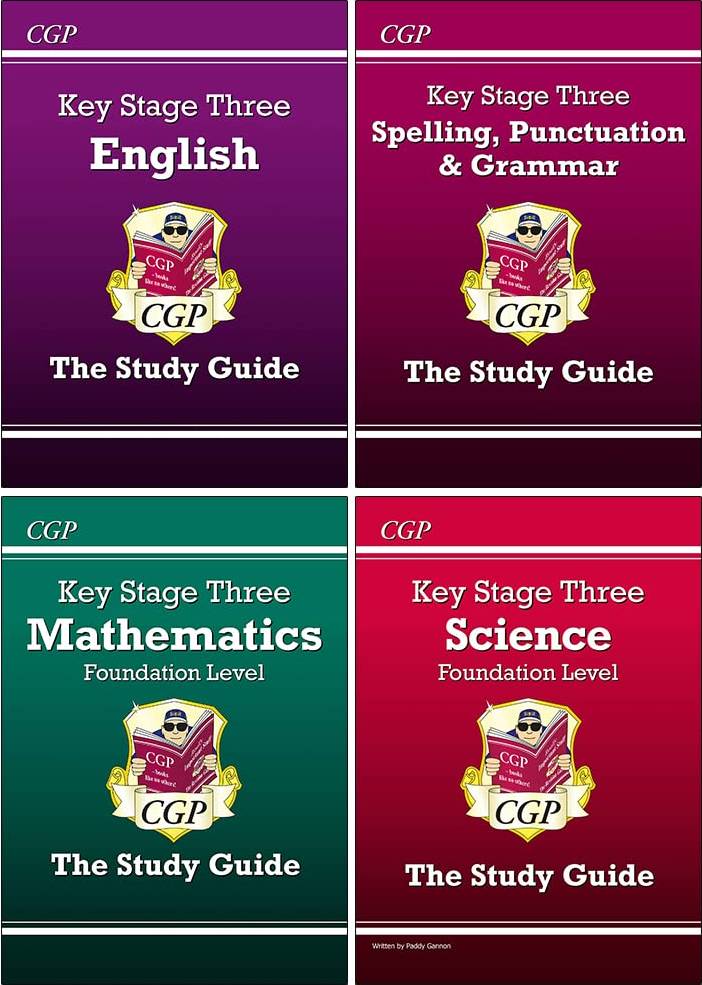 CGP KS3 Study Guides 4 Books Collection Set