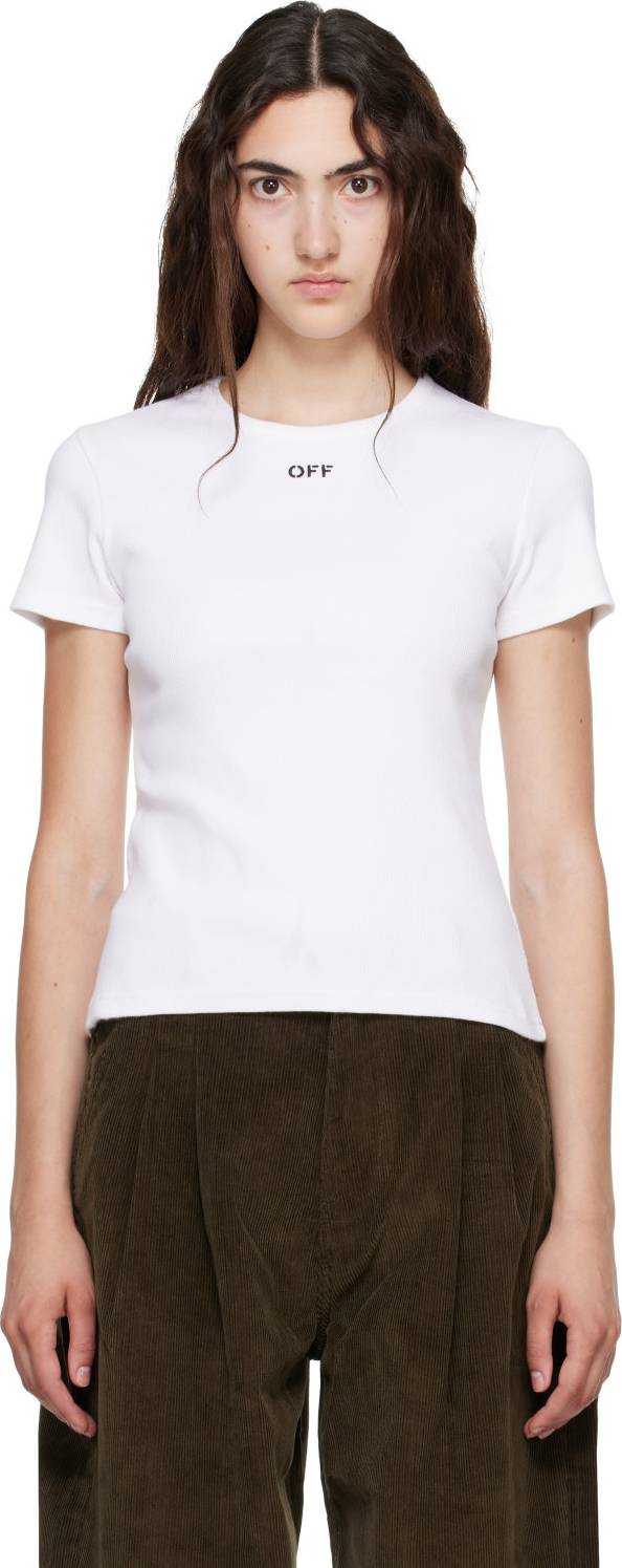 Off-White Off Stamp Ribbed Basic T-shirt Toppar - Off White