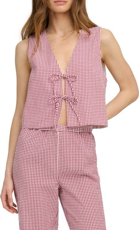 Favorite Daughter Invisible Strings Sleeveless Top - Raspberry/White