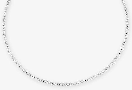 T-Bar Rhodium-Plated Brass Rolo Chain Necklace