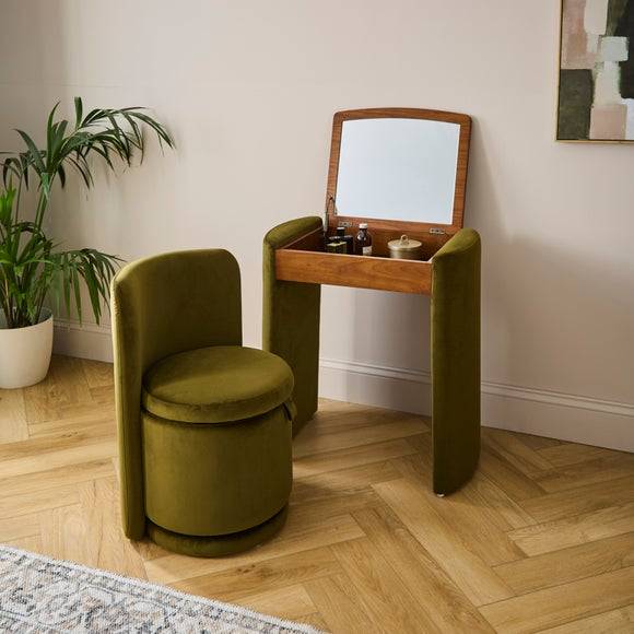 Dunelm Compact Dressing Table Set with Mirror and Stool Dressing Table