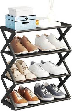 Sodial X-Shaped Shoe Rack Black Shoe Rack