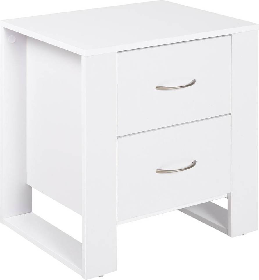 Homcom 2 Drawer Boxy Bedside Table White Bedside Table