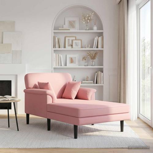 vidaXL Schäslong Rosa Sammet Soffa