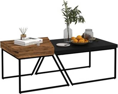 Nest of tables black B&Q 80cm Rustic Nesting Tables Black Steel Nesting Table